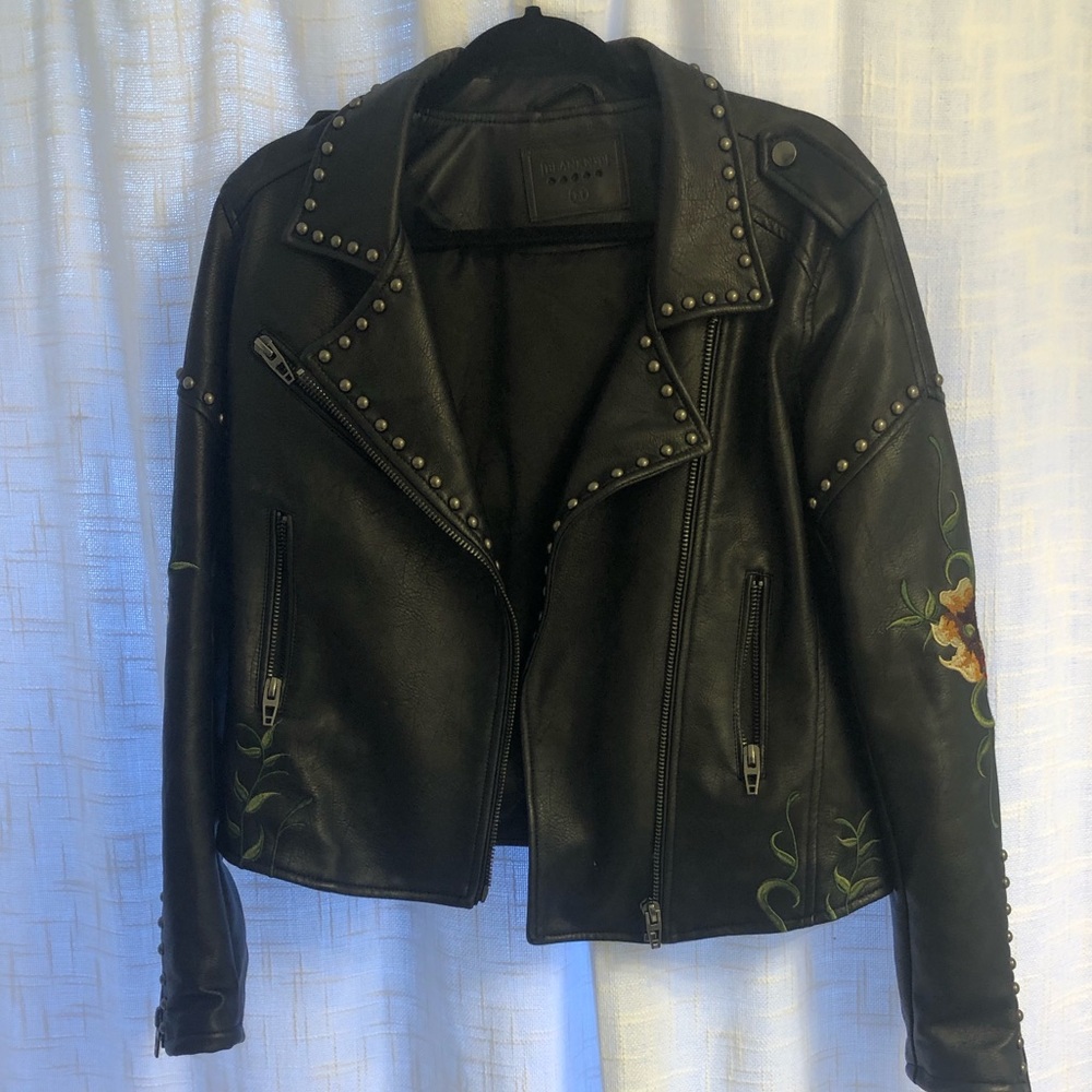 Blank NYC floral leather jacket